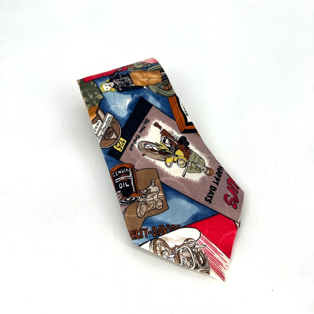 Nicole Miller Harley Davidson Silk‎ Necktie Motorcycle Happy Days USA Made